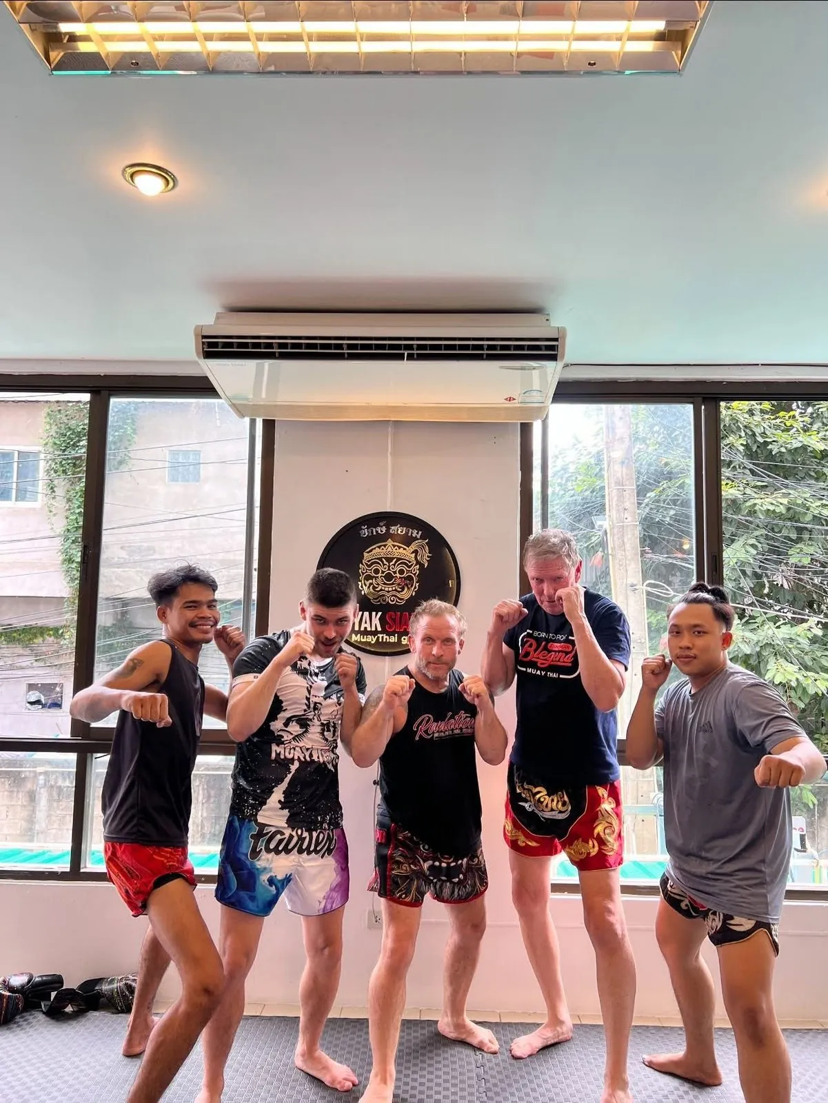 Students posing in guard after class